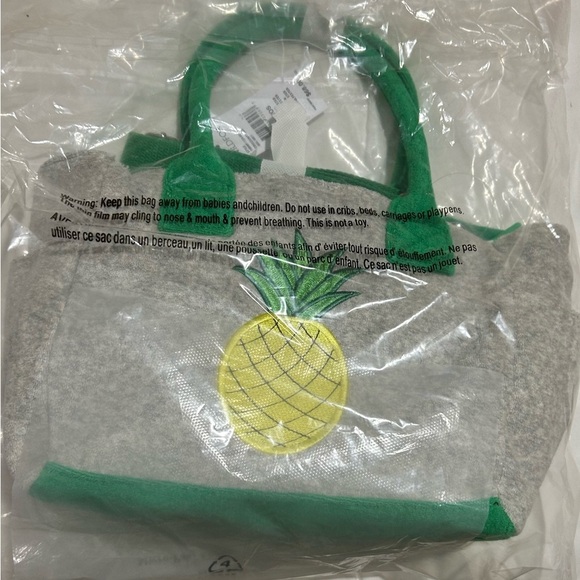 Wildfox pineapple small tote bag NWT. Cotton / poly. Grey, green and yellow. - Picture 5 of 6